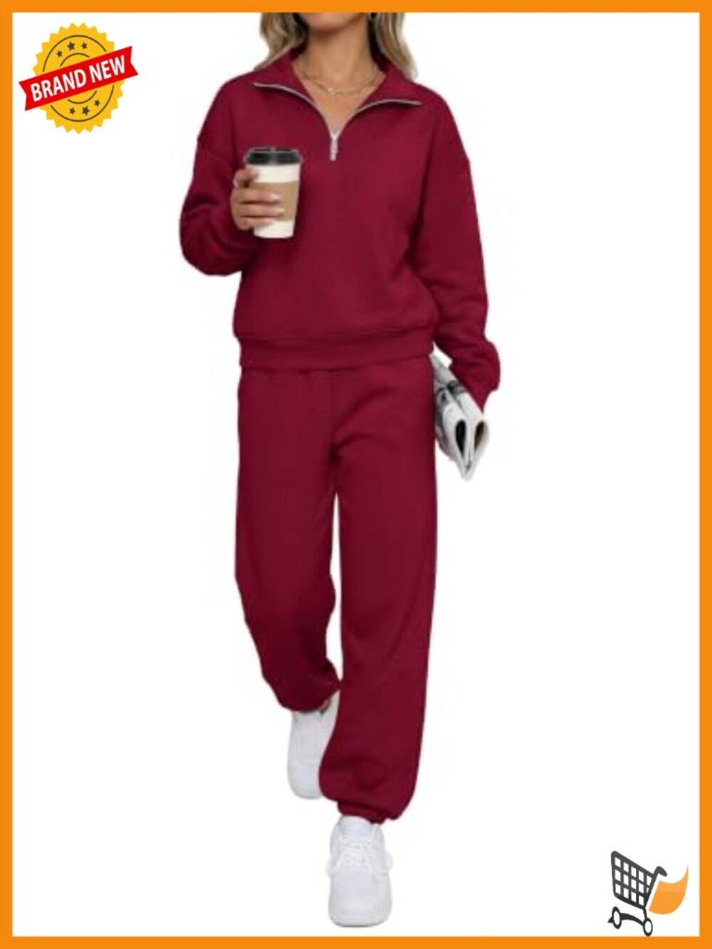 2 Piece Sweatsuit Set Quarter Zip Pullover Jogger Pants Loungewear